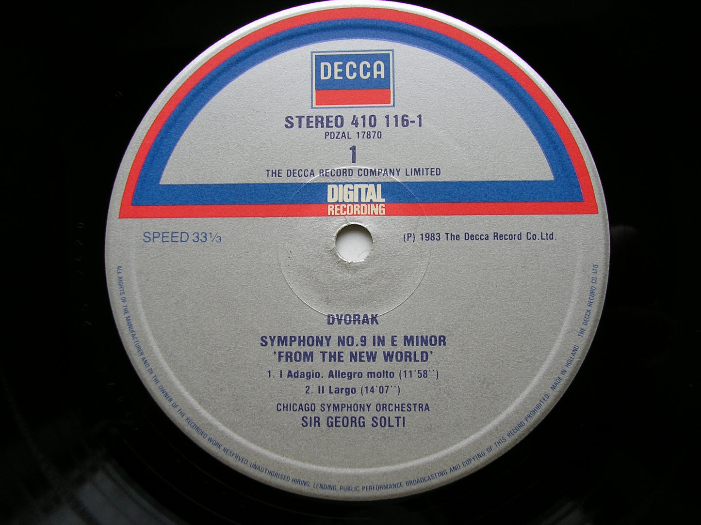 DVORAK: SYMPHONY No. 9   SOLTI / CHICAGO SYMPHONY   410 116