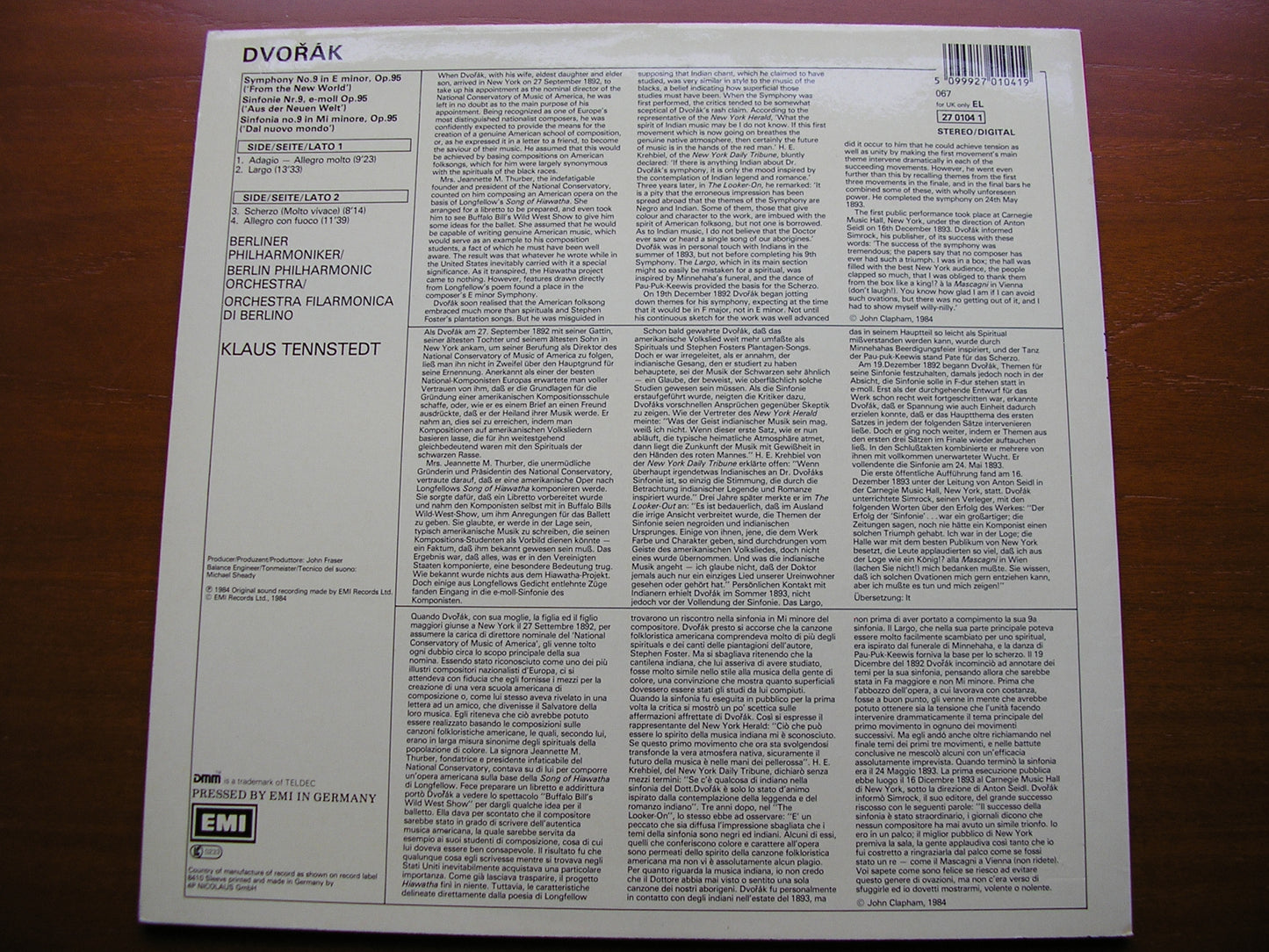 DVORAK: SYMPHONY No. 9   TENNSTEDT / BERLIN PHILHARMONIC   270104