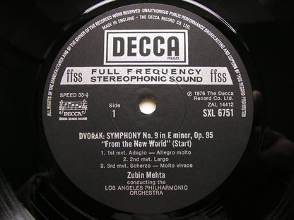 DVORAK: SYMPHONY No. 9 / CARNAVAL OVERTURE   MEHTA / LAPO   SXL 6751