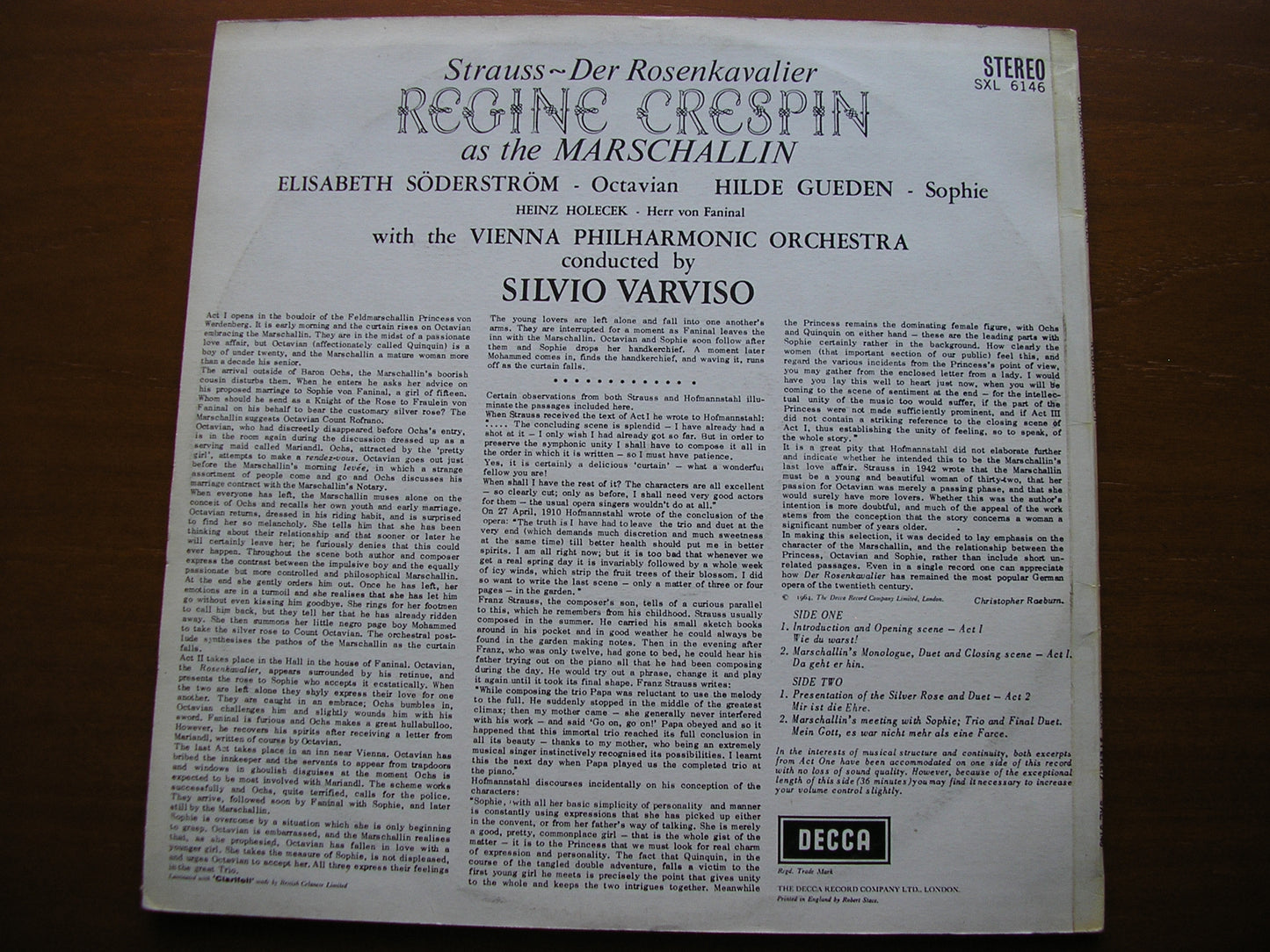 STRAUSS: DER ROSENKAVALIER    CRESPIN / SODERSTROM / GUEDEN / VIENNA PHILHARMONIC / VARVISO    SXL 6146