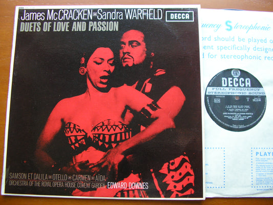 DUETS OF LOVE & PASSION: BIZET / VERDI / SAINT - SAENS      JAMES McCRACKEN / SANDRA WARFIELD / OROHCG / DOWNES    SXL 6144