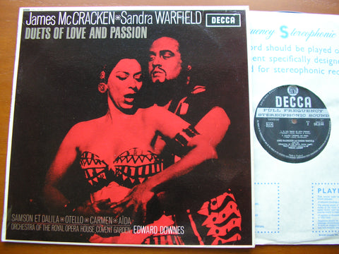 DUETS OF LOVE & PASSION: BIZET / VERDI / SAINT - SAENS      JAMES McCRACKEN / SANDRA WARFIELD / OROHCG / DOWNES    SXL 6144