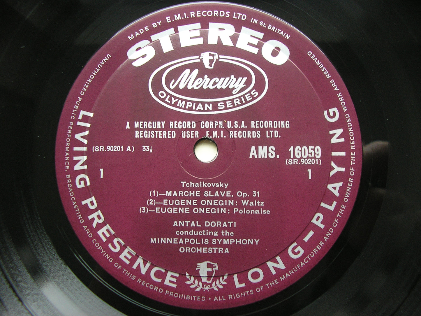 TCHAIKOVSKY: WALTZ & POLONAISE from EUGENE ONEGIN / FRANCESCA DA RIMINI / MARCHE SLAVE   MINNEAPOLIS SYMPHONY / DORATI   AMS 16059