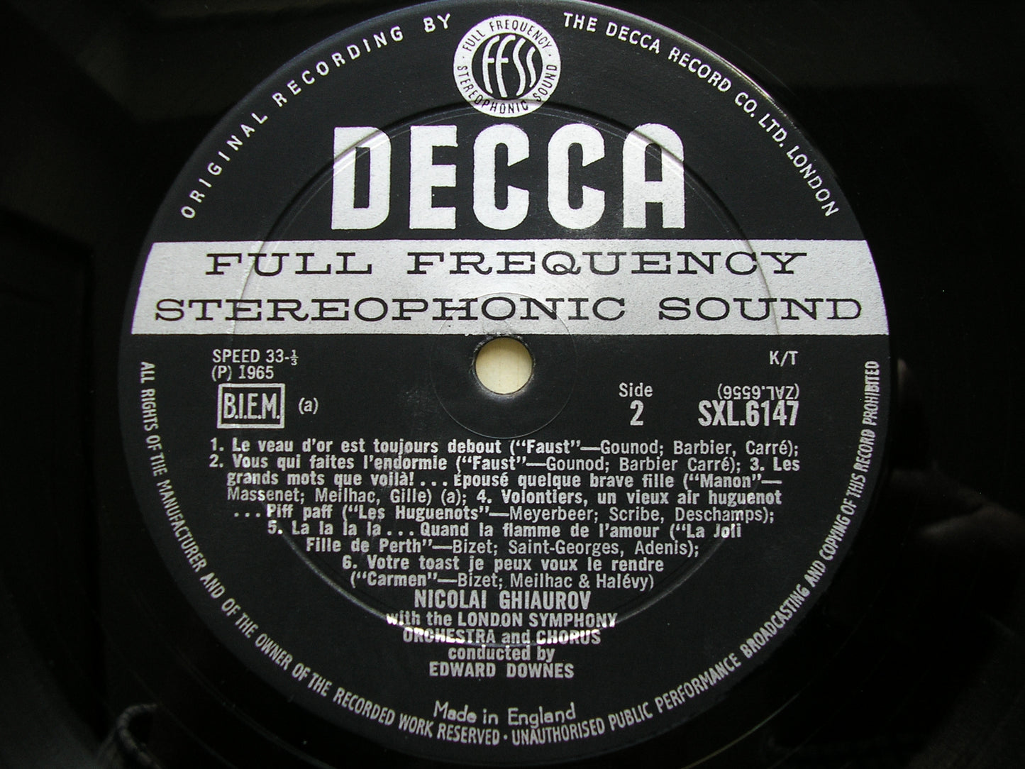 RUSSIAN & FRENCH ARIAS: GLINKA / TCHAIKOVSKY / BORODIN / VERDI / BIZET / GOUNOD / MASSENET    GHIAUROV / LONDON SYMPHONY / DOWNES   SXL 6147