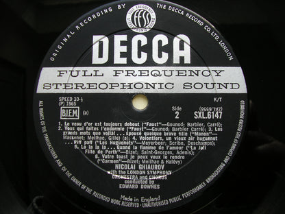 RUSSIAN & FRENCH ARIAS: GLINKA / TCHAIKOVSKY / BORODIN / VERDI / BIZET / GOUNOD / MASSENET    GHIAUROV / LONDON SYMPHONY / DOWNES   SXL 6147