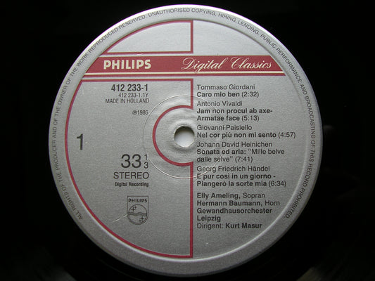 18th CENTURY BEL CANTO: ARIAS & SONGS   ELLY AMELING / LEIPZIG GEWANDHAUS ORCHESTRA / KURT MASUR    412 233