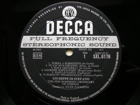 DI STEFANO SINGS NEAPOLITAN SONGS    NEW SYMPHONY ORCHESTRA / PATTACINI   SXL 6176