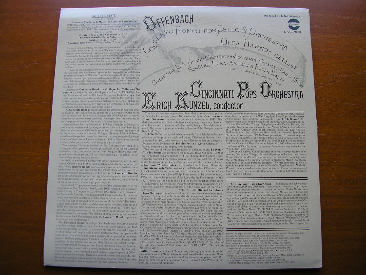 OFFENBACH: CONCERTO RONDO for CELLO & ORCHESTRA / OVERTURE   HARNOY / CINCINNATI POPS / KUNZEL   D-VCL 9058