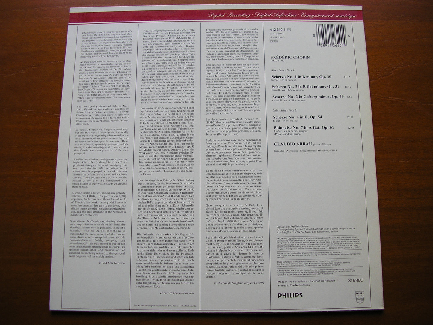 CHOPIN: FOUR SCHERZI / POLONAISE No. 7    CLAUDIO ARRAU   412 610