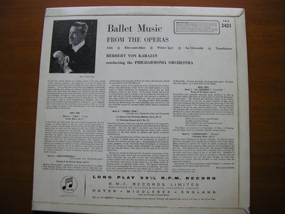 BALLET MUSIC FROM THE OPERAS: PONCHIELLI / VERDI / MUSSORGSKY / WAGNER / BORODIN      PHILHARMONIA / KARAJAN    SAX 2421