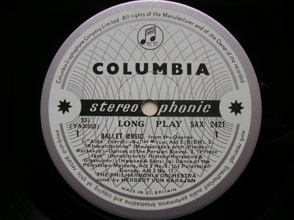 BALLET MUSIC FROM THE OPERAS: PONCHIELLI / VERDI / MUSSORGSKY / WAGNER / BORODIN      PHILHARMONIA / KARAJAN    SAX 2421