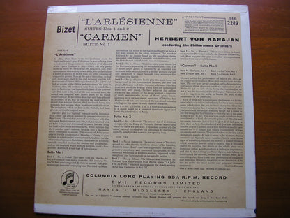 SAX 2289  BIZET: L'ARLESIENNE Suites Nos. 1 & 2 / CARMEN Suite    KARAJAN / PHILHARMONIA