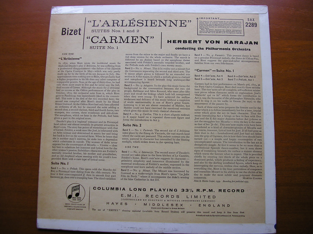 BIZET: L'ARLESIENNE Suites Nos. 1 & 2 / CARMEN Suite KARAJAN