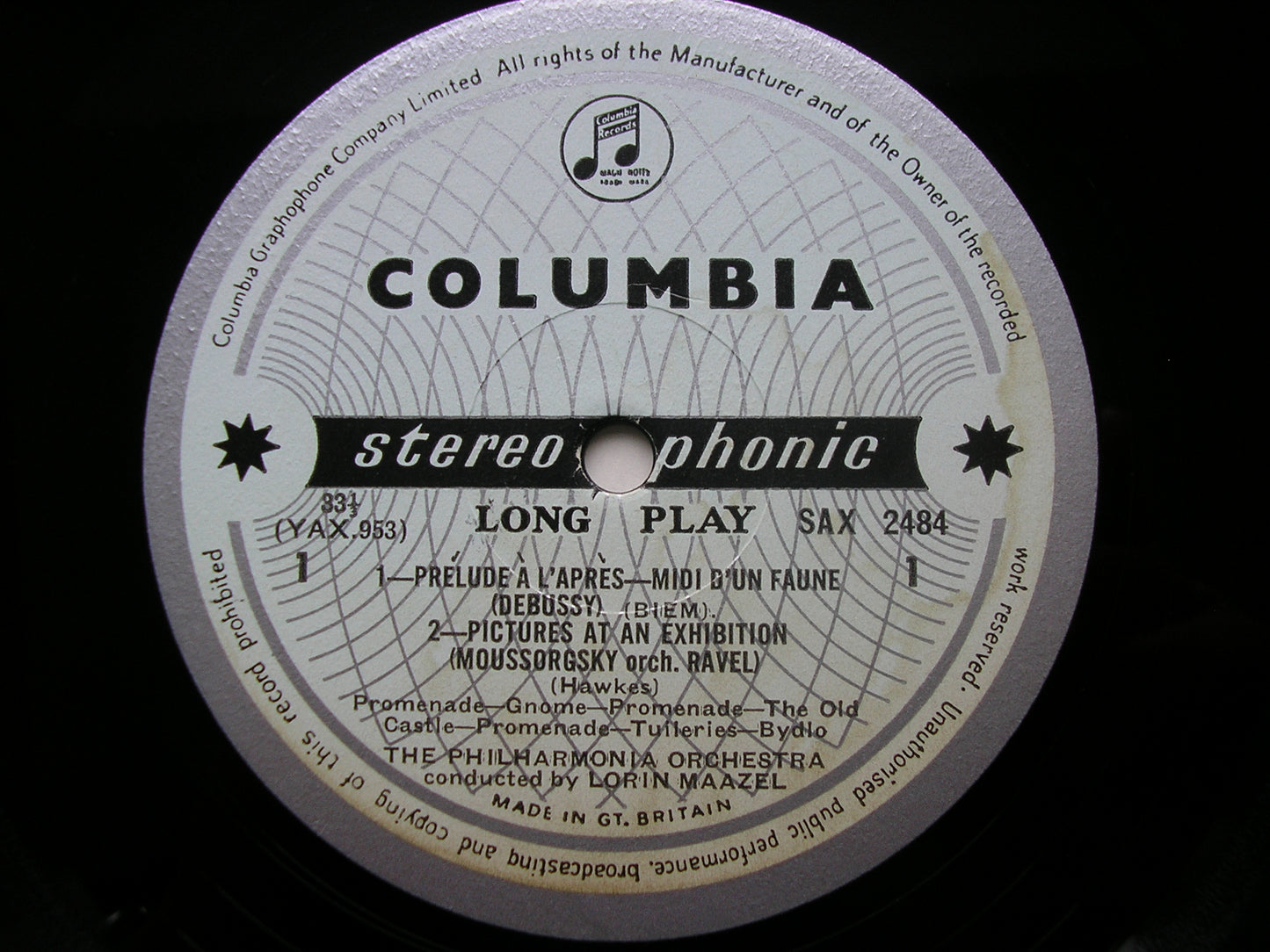 MOUSSORGSKY: PICTURES AT AN EXHIBITION / DEBUSSY: PRELUDE     LORIN MAAZEL / PHILHARMONIA    SAX 2484