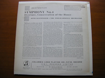 SAX 2354  BEETHOVEN: SYMPHONY No. 4 / OVERTURE Consecration of the House   OTTO KLEMPERER / PHILHARMONIA