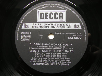 CHOPIN: COMPLETE SOLO PIANO MUSIC    ASHKENAZY   15 LP