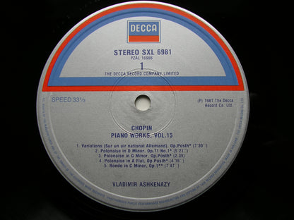 CHOPIN: COMPLETE SOLO PIANO MUSIC    ASHKENAZY   15 LP