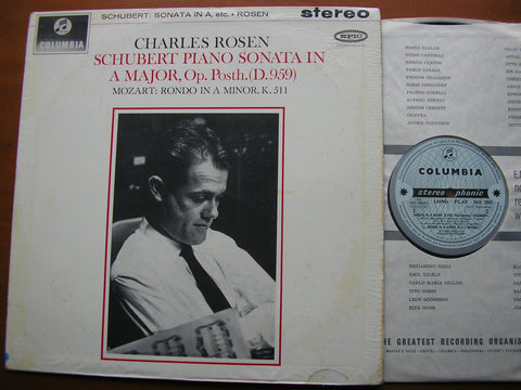 SCHUBERT: PIANO SONATA D959 / MOZART: RONDO K511      CHARLES ROSEN     SAX 2502