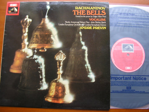 RACHMANINOV: THE BELLS / VOCALISE  SOLOISTS / LSO / PREVIN  ASD 3284