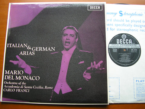 MARIO DEL MONACO SINGS ITALIAN & GERMAN ARIAS: WAGNER / ZANDONAI / CILEA / PUCCINI / LEONCAVALLO    ACC di SC / FRANCI    SXL 6140