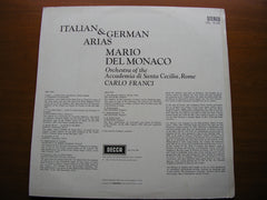 MARIO DEL MONACO SINGS ITALIAN & GERMAN ARIAS: WAGNER / ZANDONAI / CILEA / PUCCINI / LEONCAVALLO    ACC di SC / FRANCI    SXL 6140