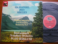 SIBELIUS: VIOLIN CONCERTO / TWO SERENADES / HUMORESKE No. 5    HAENDEL / BOURNEMOUTH SYMPHONY / BERGLUND   ASD 3199