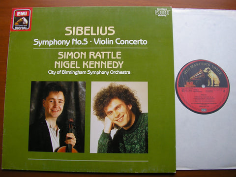 SIBELIUS: VIOLIN CONCERTO / SYMPHONY No. 5   KENNEDY / CITY OF BIRMINGHAM SYMPHONY / RATTLE  EL 7 49717