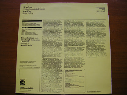SIBELIUS: VIOLIN CONCERTO / SINDING: SUITE FOR VIOLIN & ORCHESTRA   PERLMAN / PITTSBURGH SYMPHONY / PREVIN   ASD 3933