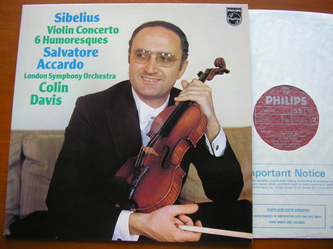 SIBELIUS: VIOLIN CONCERTO / SIX HUMORSQUES   ACCARDO / LONDON SYMPHONY / DAVIS   9500 675