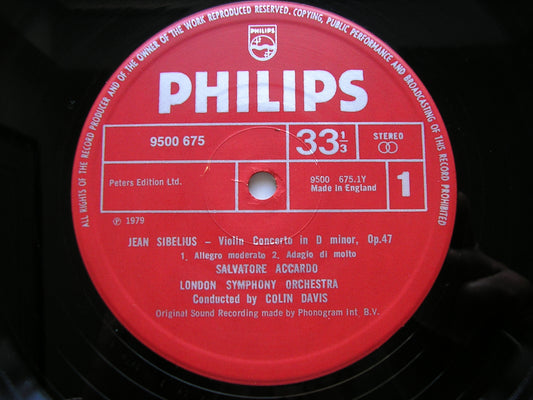 SIBELIUS: VIOLIN CONCERTO / SIX HUMORSQUES   ACCARDO / LONDON SYMPHONY / DAVIS   9500 675