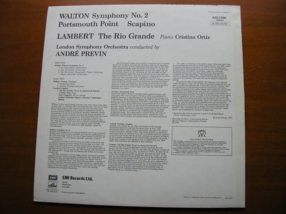 WALTON: SYMPHONY No. 2 / PORTSMOUTH POINT / SCAPINO   SOLOISTS / PREVIN / LONDON SYMPHONY  ASD 2990