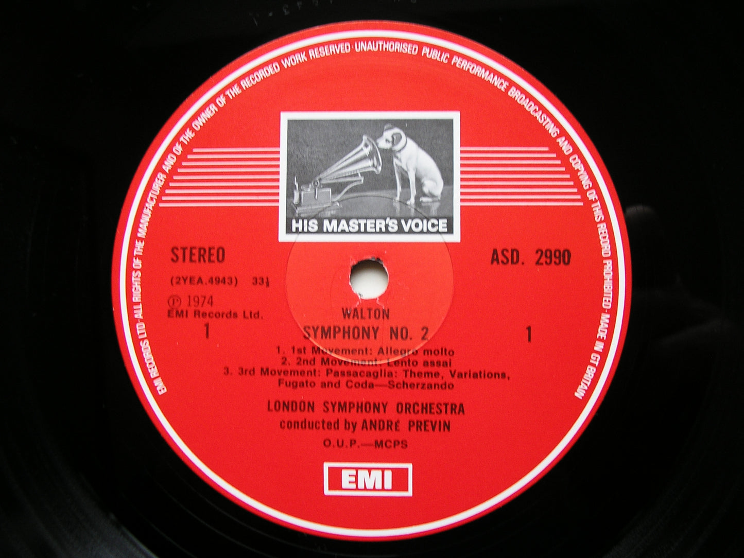 WALTON: SYMPHONY No. 2 / PORTSMOUTH POINT / SCAPINO   SOLOISTS / PREVIN / LONDON SYMPHONY  ASD 2990