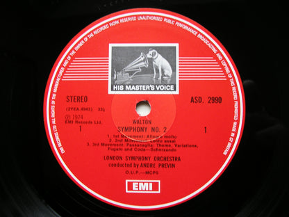 WALTON: SYMPHONY No. 2 / PORTSMOUTH POINT / SCAPINO   SOLOISTS / PREVIN / LONDON SYMPHONY  ASD 2990