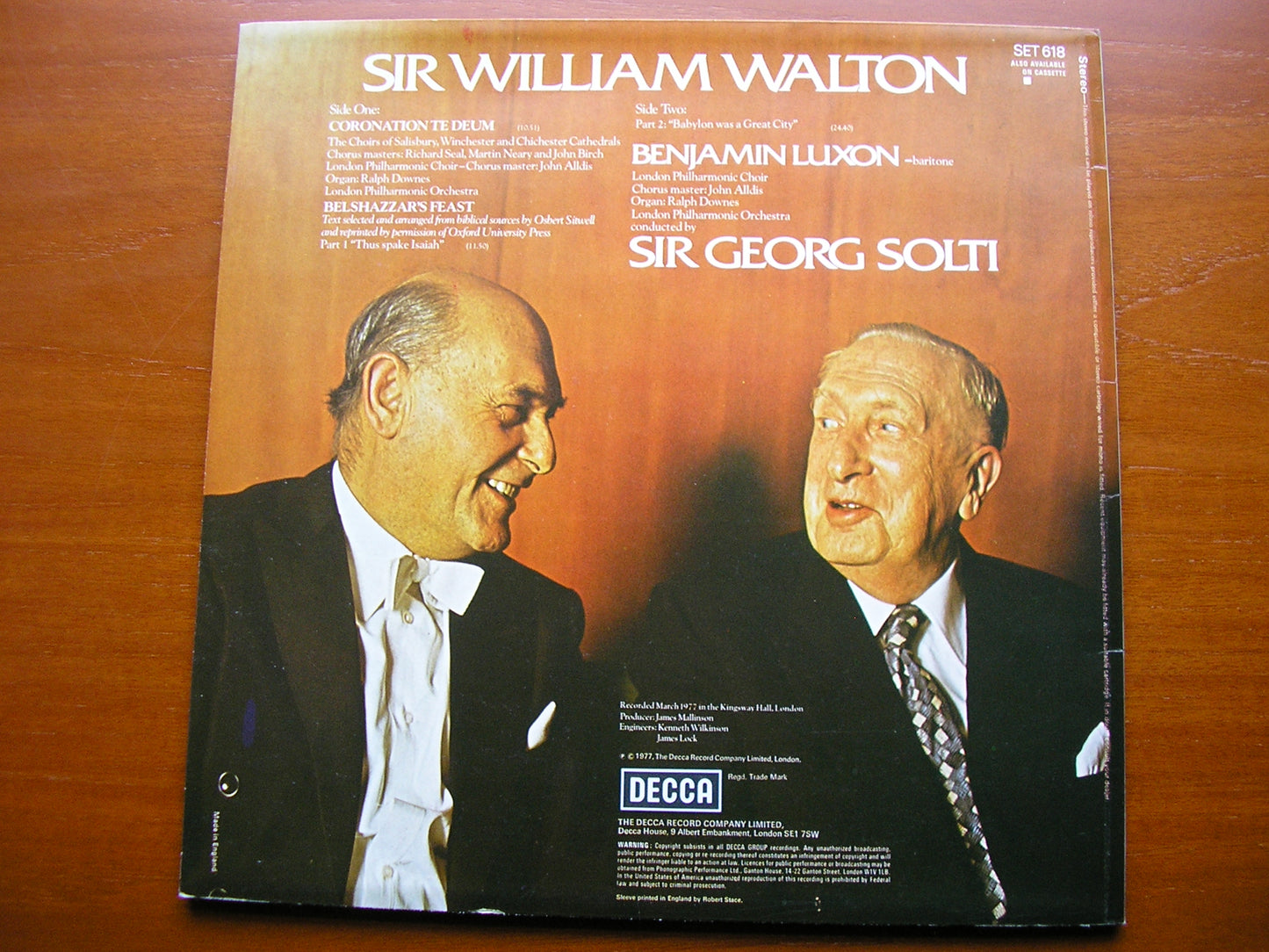 WALTON: BELSHAZZAR'S FEAST / CORONATION TE DEUM  LUXON / LONDON PHILHARMONIC / SOLTI    SET 618