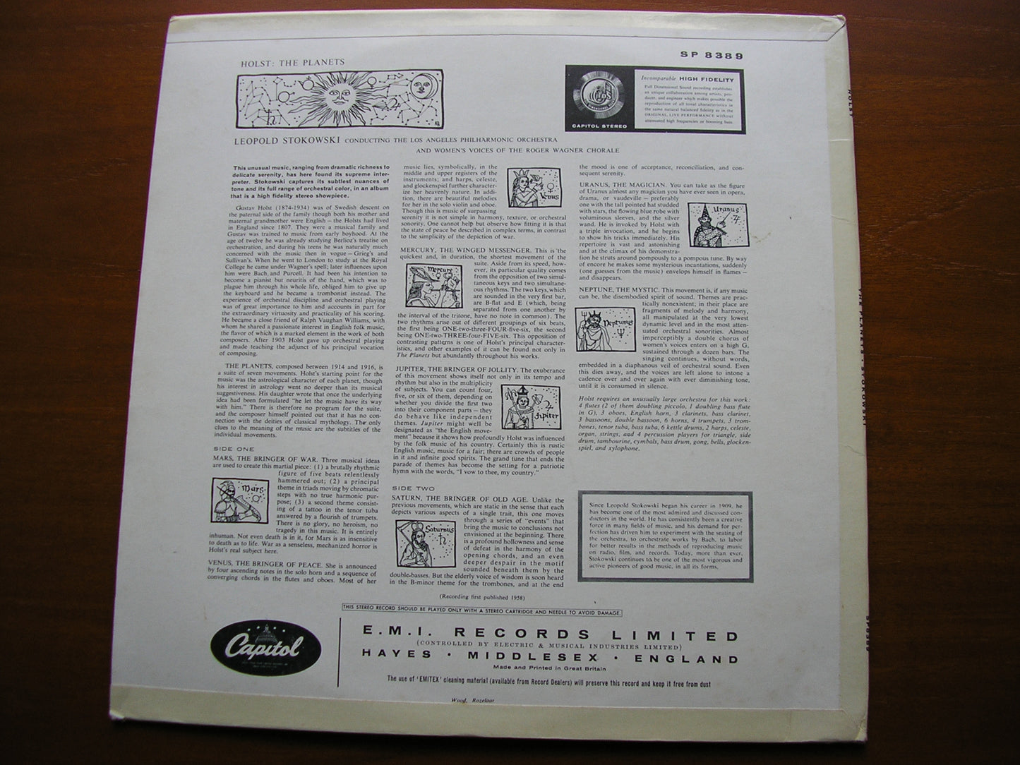 HOLST: THE PLANETS   STOKOWSKI / LOS ANGELES PHILHARMONIC ORCHESTRA   SP 8389