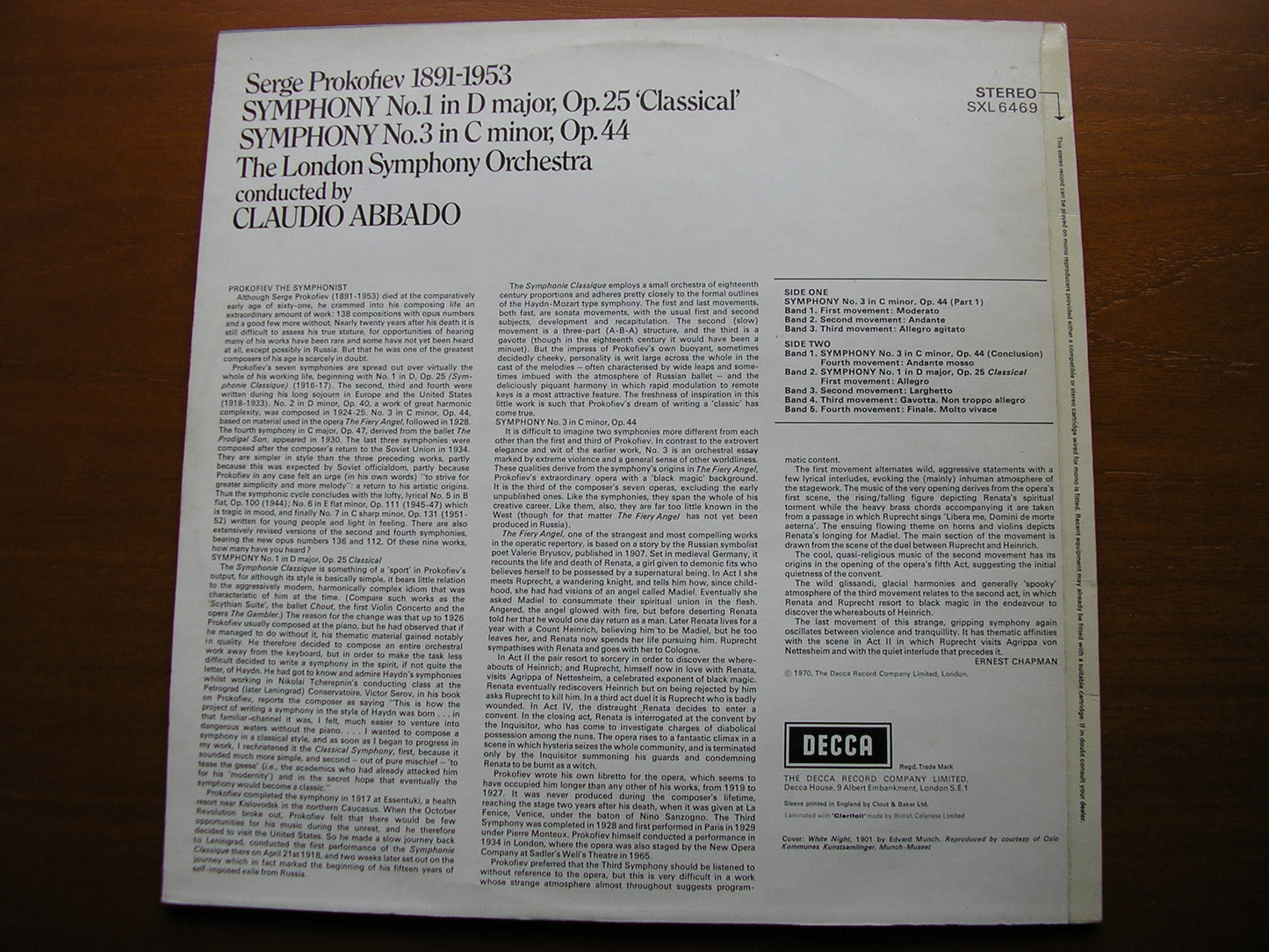 PROKOFIEV: SYMPHONIES Nos. 1 & 3   ABBADO / LONDON SYMPHONY   SXL 6469