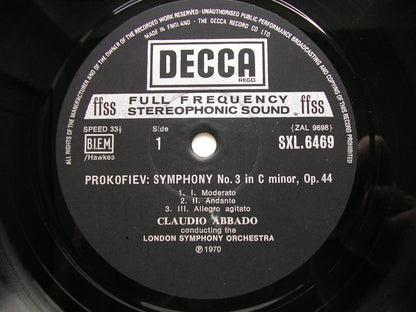 PROKOFIEV: SYMPHONIES Nos. 1 & 3   ABBADO / LONDON SYMPHONY   SXL 6469