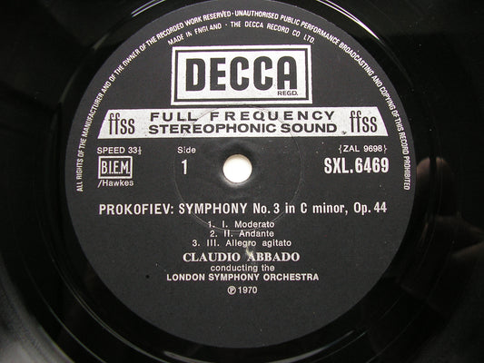 PROKOFIEV: SYMPHONIES Nos. 1 & 3        ABBADO / LONDON SYMPHONY      SXL 6469