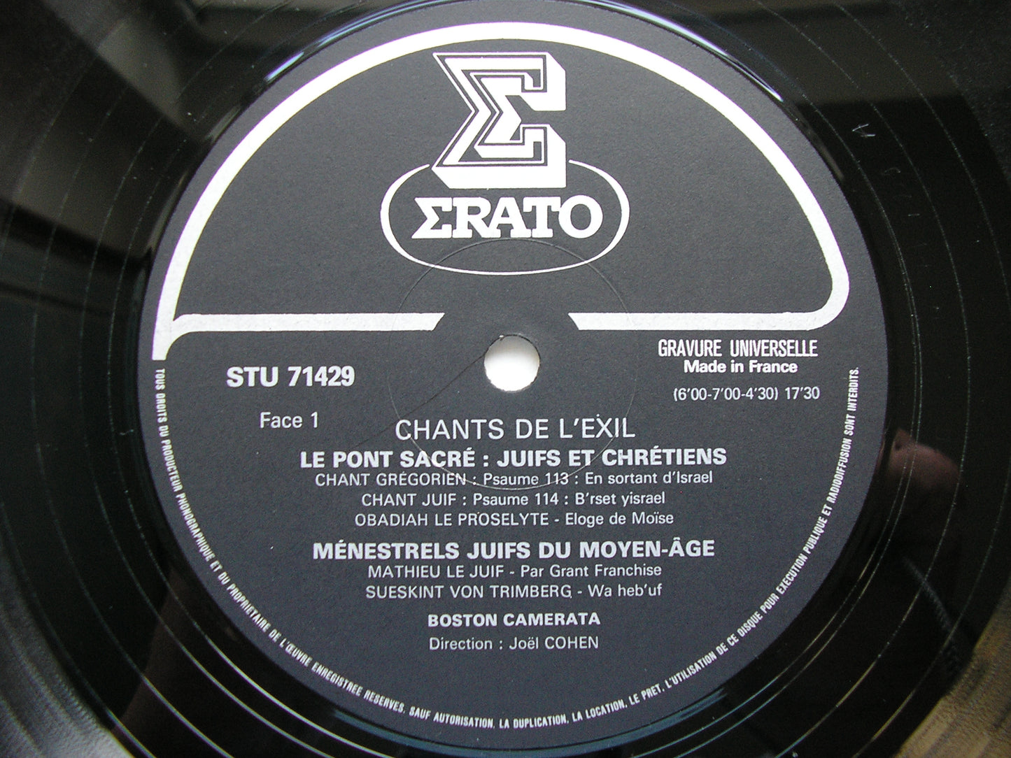 CHANTS DE L'EXIL: JEWISH MUSICIANS IN EUROPE 1200 - 1600    COHEN / BOSTON CAMERATA   STU 71429