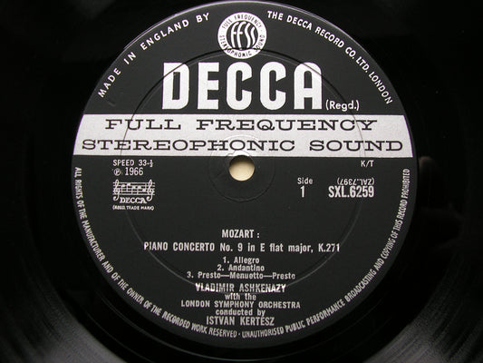 MOZART: PIANO CONCERTOS Nos. 8 & 9 / Rondo K386    ASHKENAZY / LONDON SYMPHONY / KERTESZ    SXL 6259