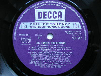 OFFENBACH: THE TALES OF HOFFMANN   DOMINGO / SUTHERLAND / SUISSE ROMANDE / BONYNGE   SET 545 - 7