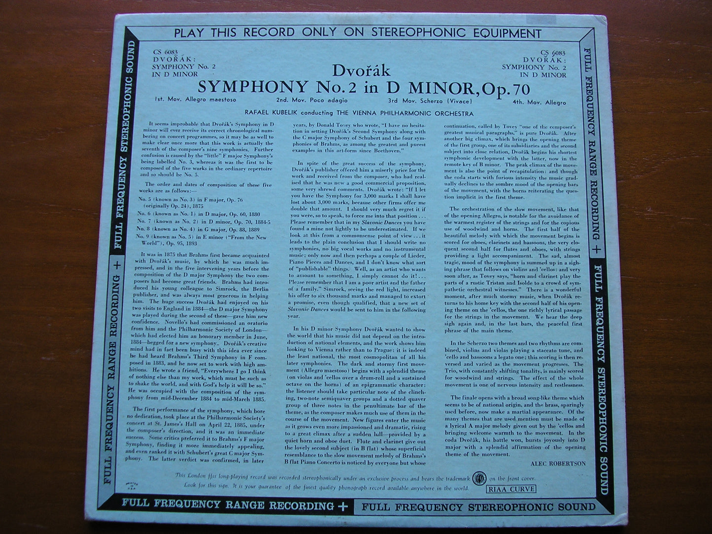 DVORAK: SYMPHONY No. 7    KUBELIK / VIENNA PHILHARMONIC    CS 6083