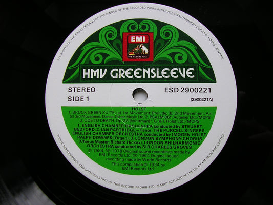 HOLST: BROOK GREEN SUITE / BENI MORA / PSALM 86   ENGLISH CHAMBER ORCHESTRA /  BBCSO / GROVES / HOLST / BEDFORD   ESD 2900221