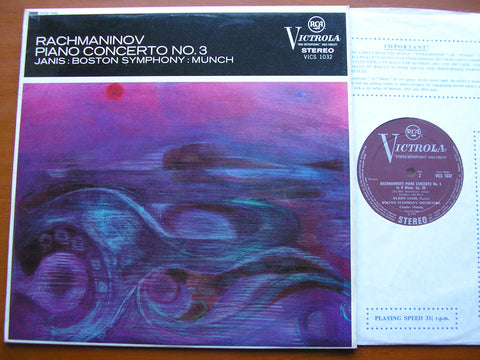 RACHMANINOV: PIANO CONCERTO No. 3    JANIS / BOSTON SYMPHONY / MUNCH   VICS 1032