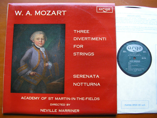 MOZART: THREE DIVERTIMENTI K136 - 138 / SERENATA NOTTURNA     MARRINER / ASMIF    ZRG 554