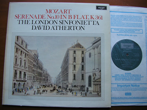 MOZART: SERENADE No. 10 in B  K361    ATHERTON / LONDON SINFONIETTA    ZRG 919