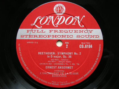 BEETHOVEN: SYMPHONY No. 2 / LEONORA No. 2    ANSERMET / SUISSE ROMANDE   CS 6184