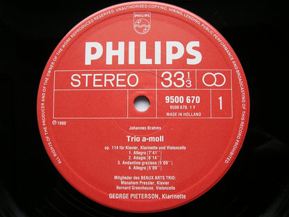 BRAHMS: CLARINET TRIO in A / BEETHOVEN: CLARINET TRIO in B   PIETERSON / PRESSLER / GREENHOUSE    9500 670