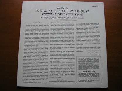 BEETHOVEN: SYMPHONY No. 5 / OVERTURE: Coriolan    REINER / CHICAGO SYMPHONY   LSC 2343