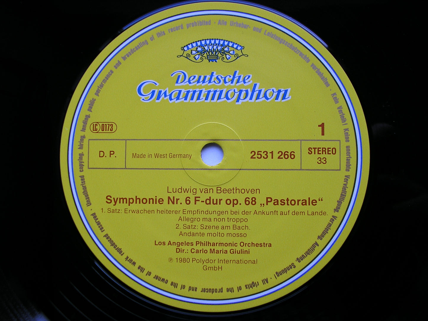 BEETHOVEN: SYMPHONY No. 6 'Pastoral'    GIULINI / LOS ANGELES PHILHARMONIC   2531 266